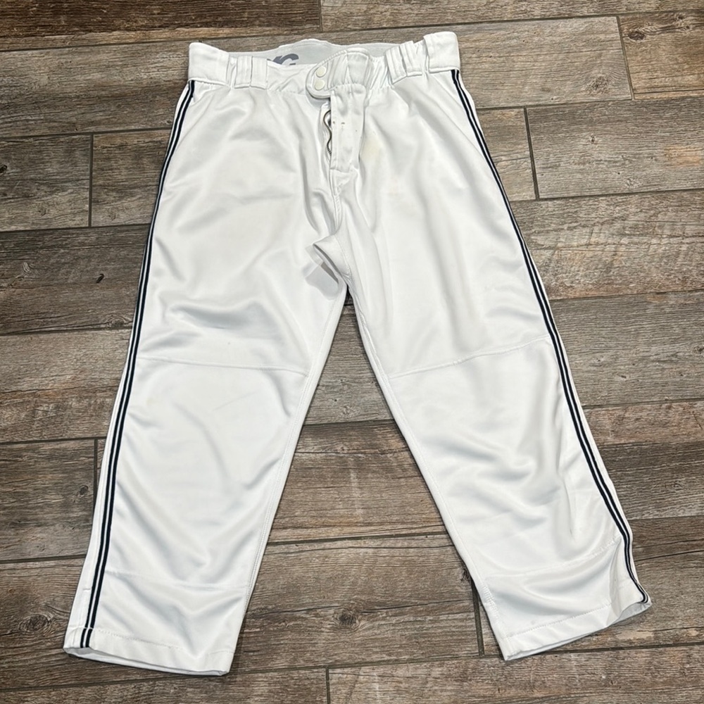 White Baseball Pants with Navy Piping​